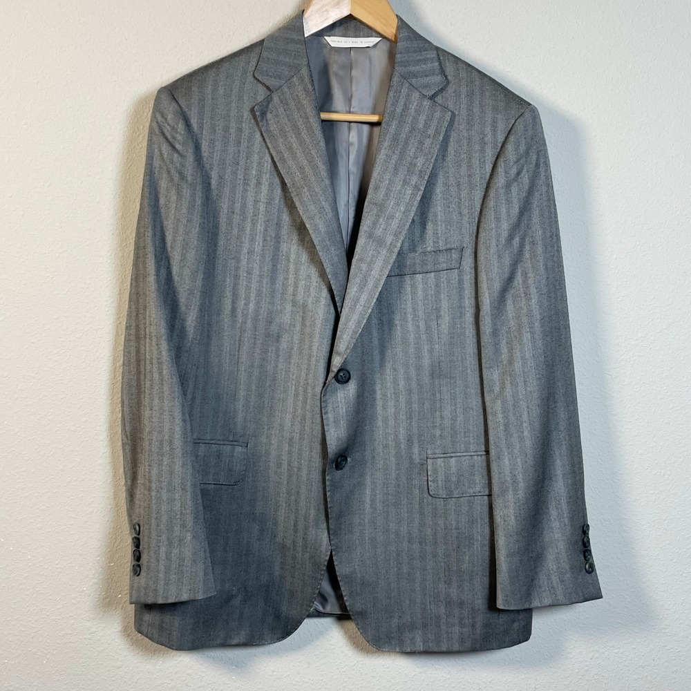 Samuelsohn Blazer Mens 40S Grey Cashmere Silk Herringbone Sport Coat Canada
